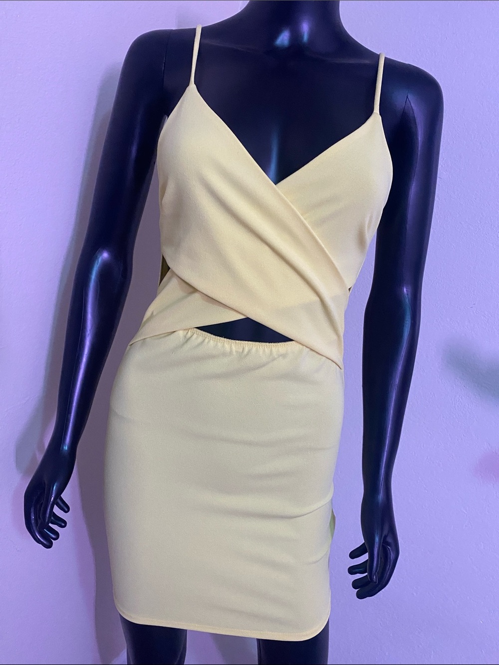 Windsor Lemon Yellow Spaghetti Strap Mini Dress